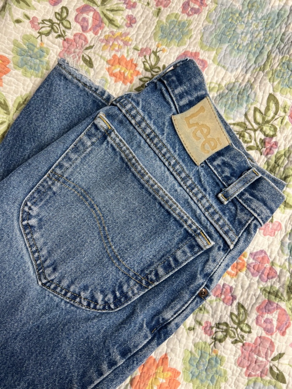 Lee High-Rise Straight Leg Jeans in Classic Blue Denim